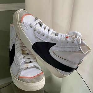 Nike Men's White, Black, and Orange High-Top Sneakers
